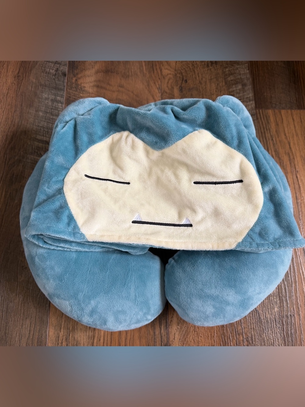 Snorlax Pokemon travel pillow with hood